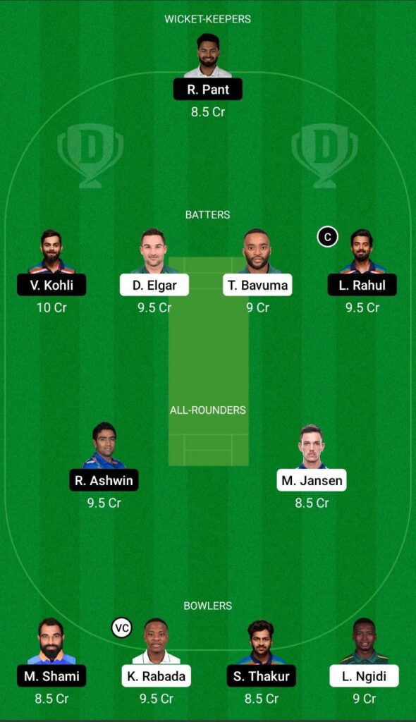 IND vs SA Dream11 Team