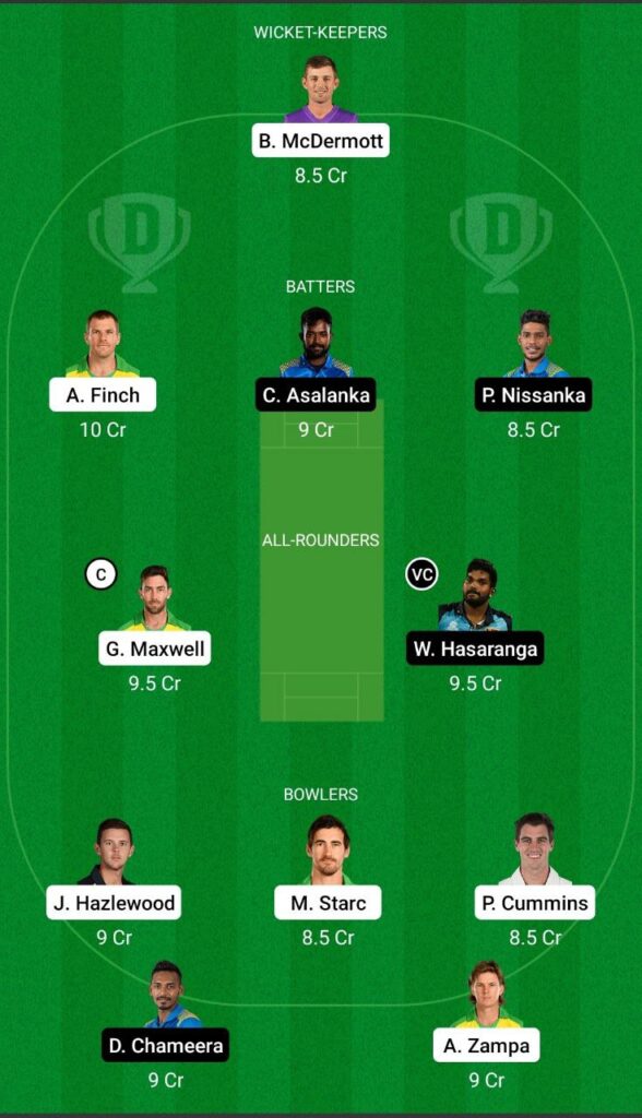 AUS vs SL Dream11 Team