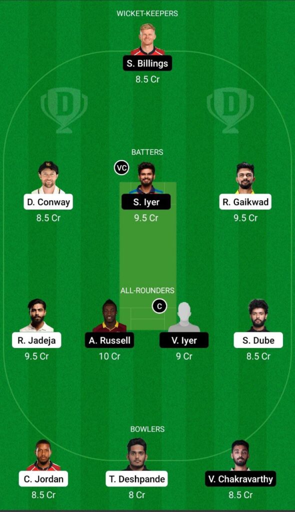 CSK vs KKR Match 1 Grand League Team