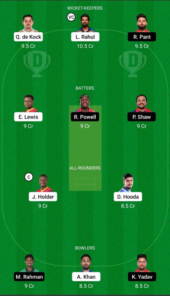 LSG vs DC Dream11 Team