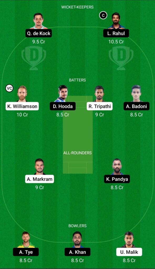 SRH vs LSG Dream11 Team