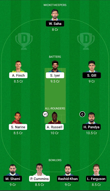 KKR vs GT Dream11 Team