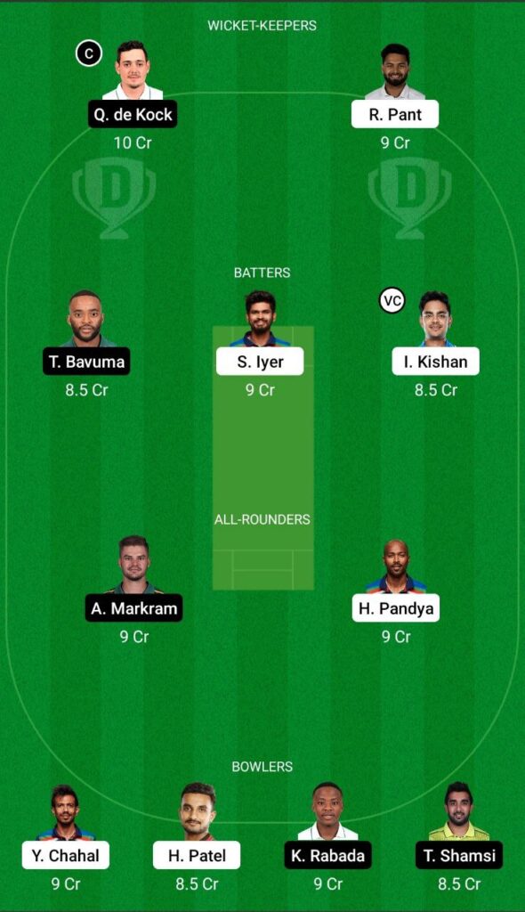 IND vs SA Dream11 Team