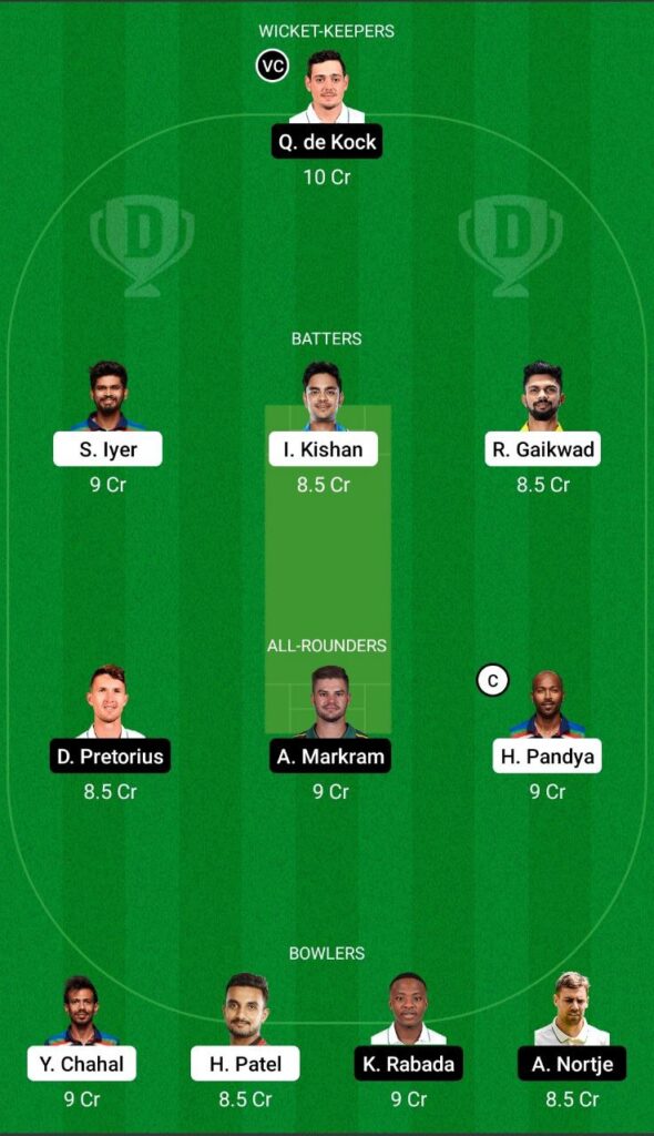 IND vs SA Dream11 Team